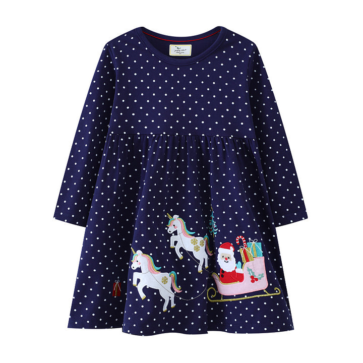 Mädchen Langarmkleid mit festlichem Einhorn-Motiv Echo Archiv