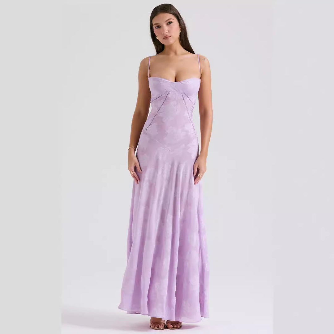 Damen Elegantes Maxikleid mit floralem Häkelmuster und raffiniertem Schnitt Echo Archiv