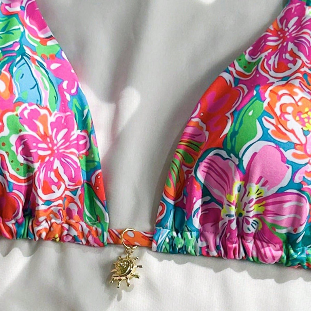 Damen Triangel-Bikini mit modischem Blumendesign Echo Archiv
