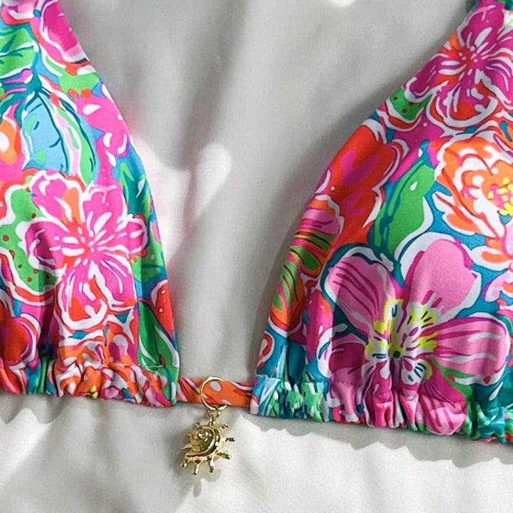 Damen Triangel-Bikini mit modischem Blumendesign Echo Archiv