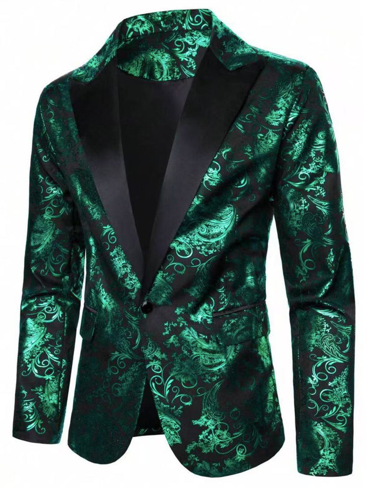 Herren eleganter Samt Blazer mit floralem Muster Echoarchiv