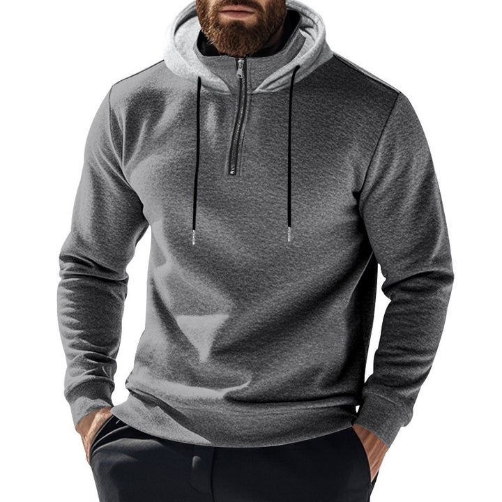 Herren sportlicher Hoodie mit halbem Reißverschluss und modernem Kapuzenaufbau Echoarchiv
