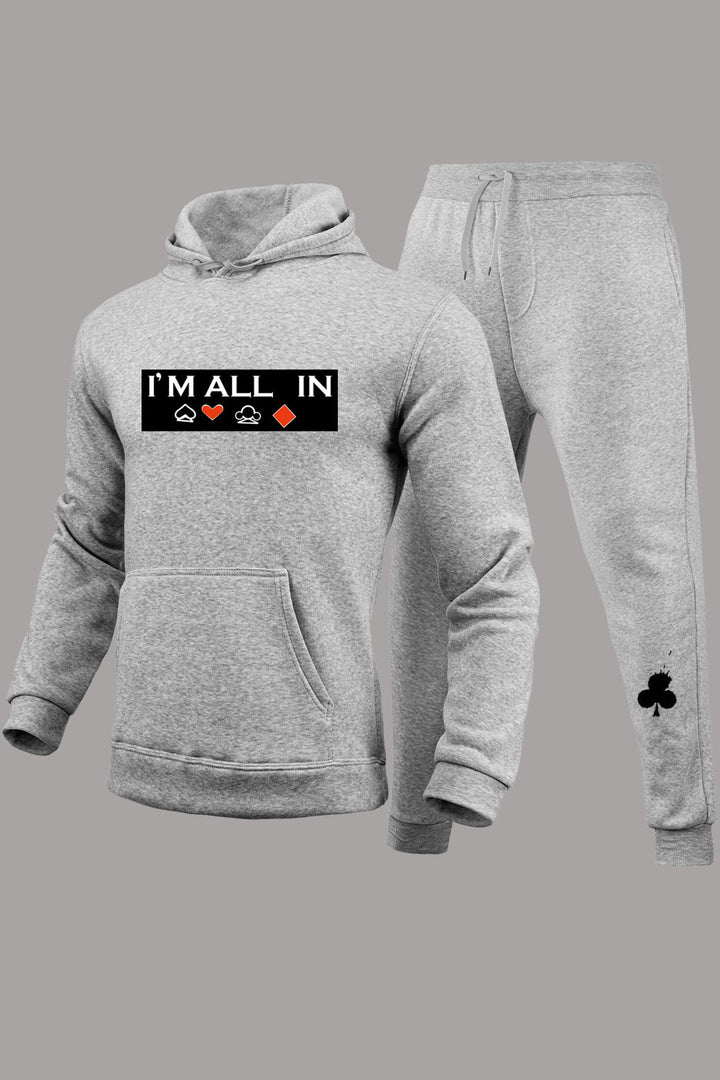 Herren Sportliches Hoodie- und Jogginghose-Set mit kreiertem Glücksspiel-Design Echoarchiv