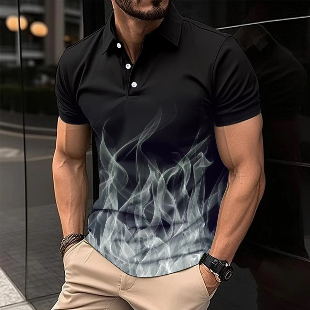 Herren Poloshirt mit kühlem Flammenmotiv und bequemer Passform Echoarchiv