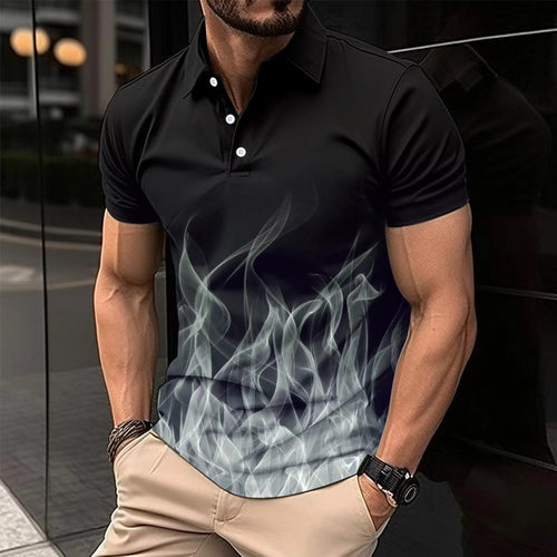 Herren Poloshirt mit kühlem Flammenmotiv und bequemer Passform Echoarchiv