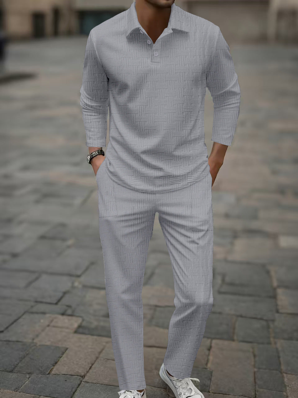Herren eleganter und bequemer Freizeitanzug mit strukturiertem Design Echoarchiv
