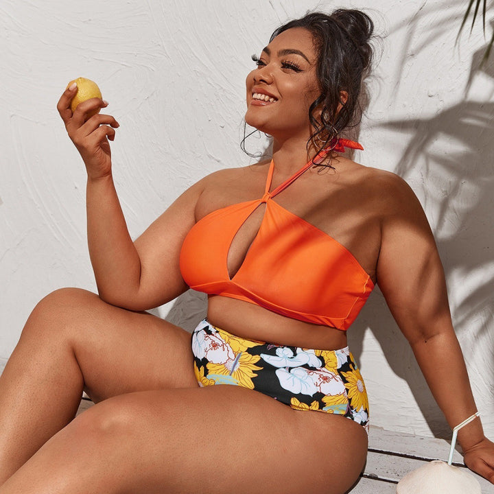 Damen Hochwertiger Cut-Out Bikini mit hohem Taillenslip und verstellbaren Trägern Echo Archiv