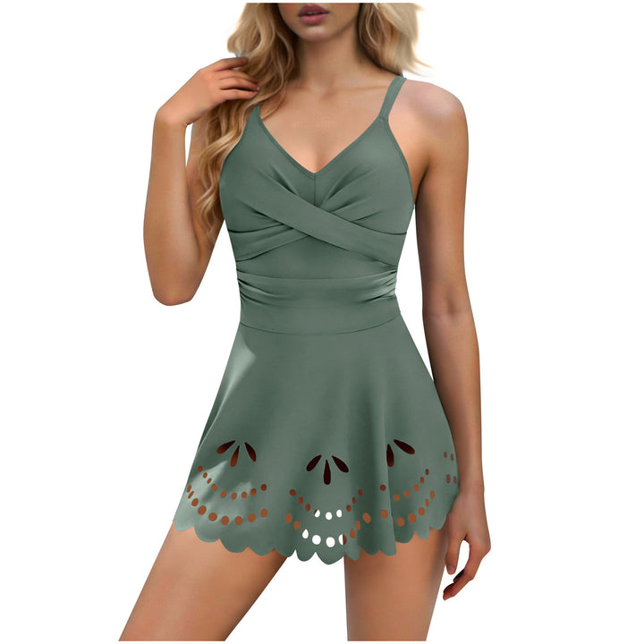 Damen Eleganter Badeanzug mit asymmetrischem Rock Echo Archiv