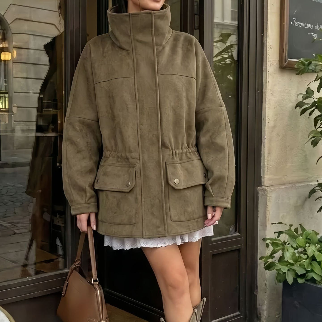 Damen Modische Oversize-Winterjacke mit Kordelzug
