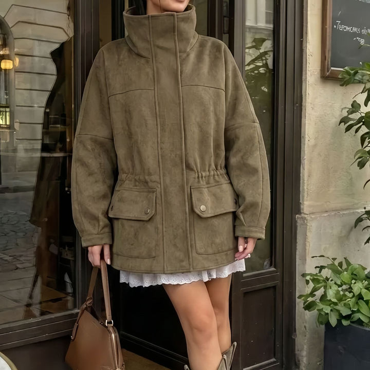 Damen Modische Oversize-Winterjacke mit Kordelzug