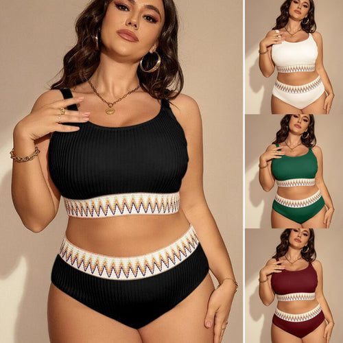 Damen Sportliches Bikini-Set mit hoher Taille und elastischem Bund Echo Archiv