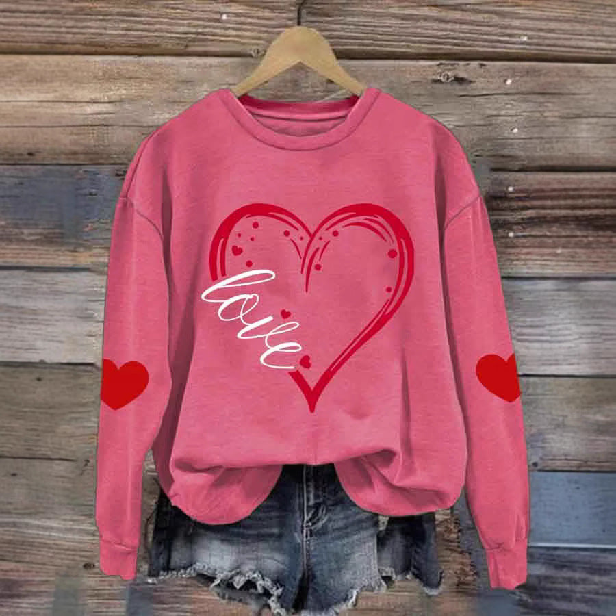 Damen Gemütlicher Pullover mit Herzmotiv Echoarchiv