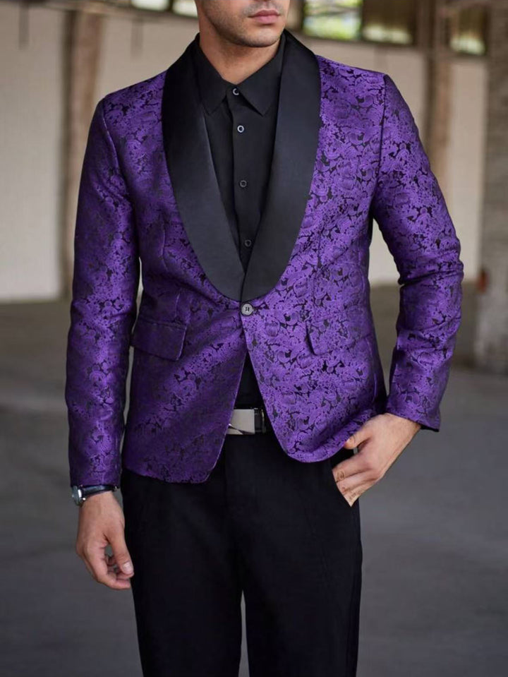 Herren eleganter Paillettenblazer mit floralem Design und schimmernder Oberfläche Echoarchiv