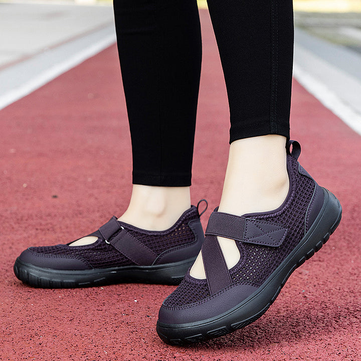 Damen nan atmungsaktive Strick-Riemchensneaker mit Klettverschluss gepolsterter Komfortsohle und flexibler Profillaufsohle Echo Archiv
