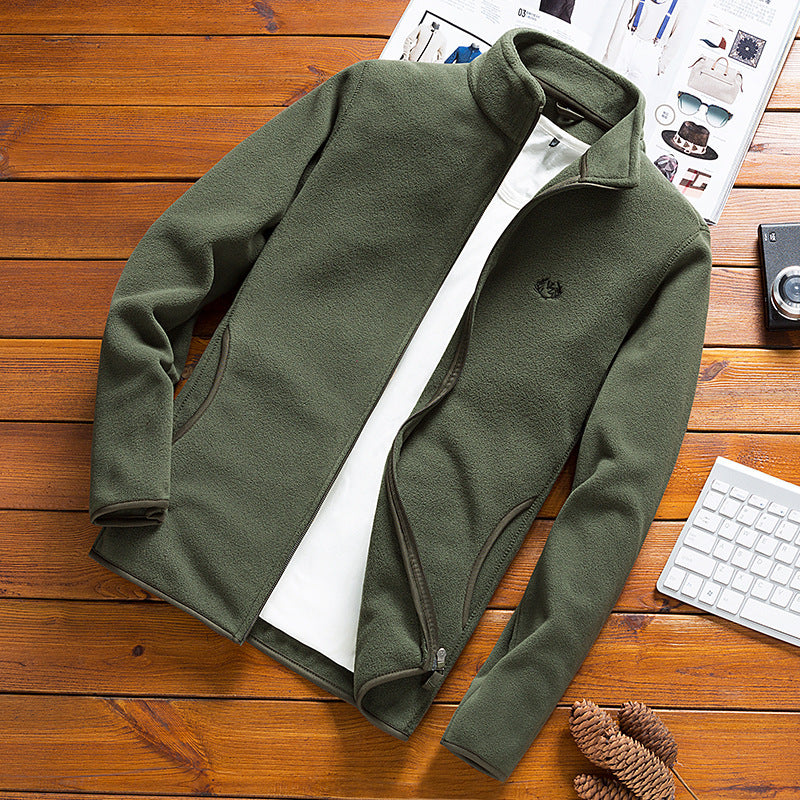 Herren Fleecejacke mit Stehkragen, windabweisender Mikrofaser‑Außenschicht und slim-regular Fit Echoarchiv