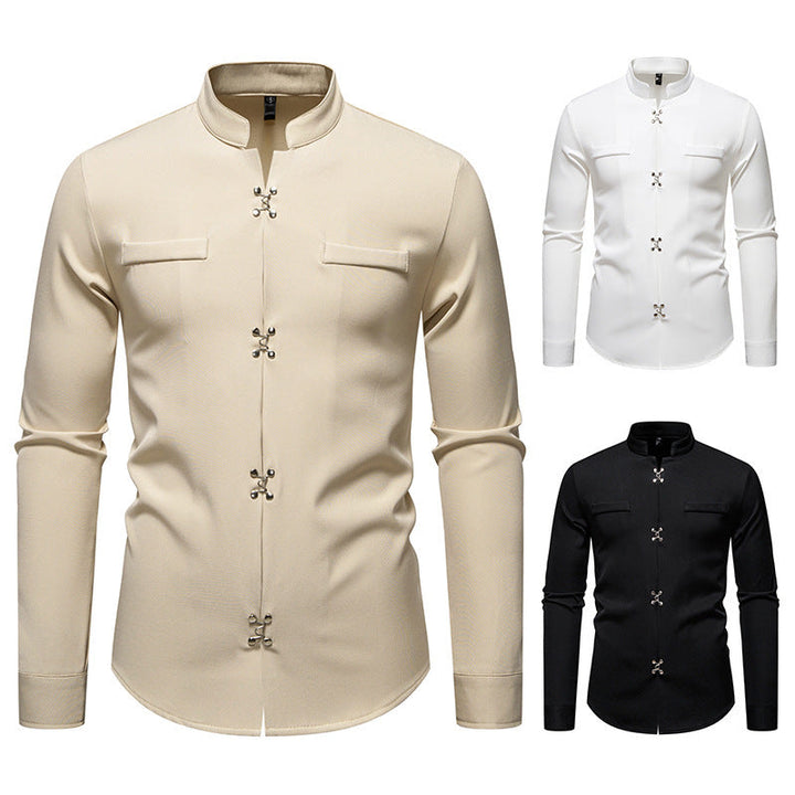 Herren Hemd mit asiatischem Knopfdesign Echoarchiv