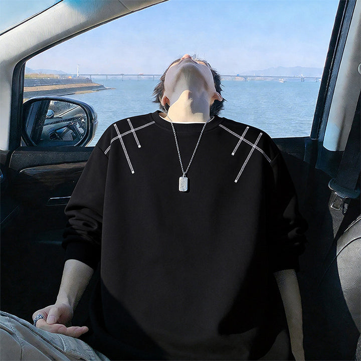 Herren Oversize-Sweatshirt aus Baumwollmischung mit sichtbaren Ziernähten an den Schultern – Norvane