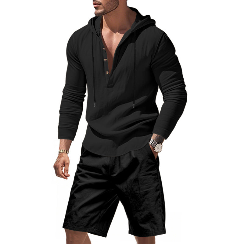 Herren lässiges Freizeit-Set mit Hoodie und Shorts Echoarchiv