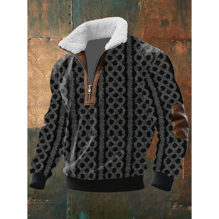 Herren Urbaner Fleece Pullover mit Baum-Motiv Echoarchiv