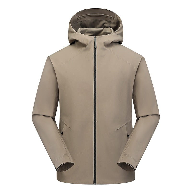 Herren Wasserabweisende Softshell-Outdoorjacke mit Kapuze, verschweißten Nähten & minimalistischer Reißverschluss Echoarchiv