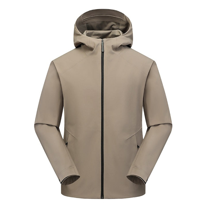 Herren Wasserabweisende Softshell-Outdoorjacke mit Kapuze, verschweißten Nähten & minimalistischer Reißverschluss Echoarchiv
