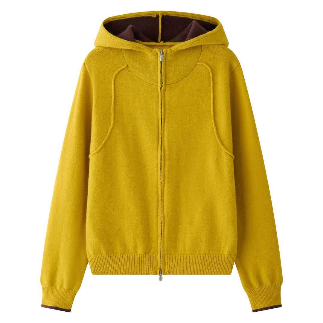 Damen Kapuzen‑Zipcardigan aus feinem Strick mit geripptem Bund Echoarchiv