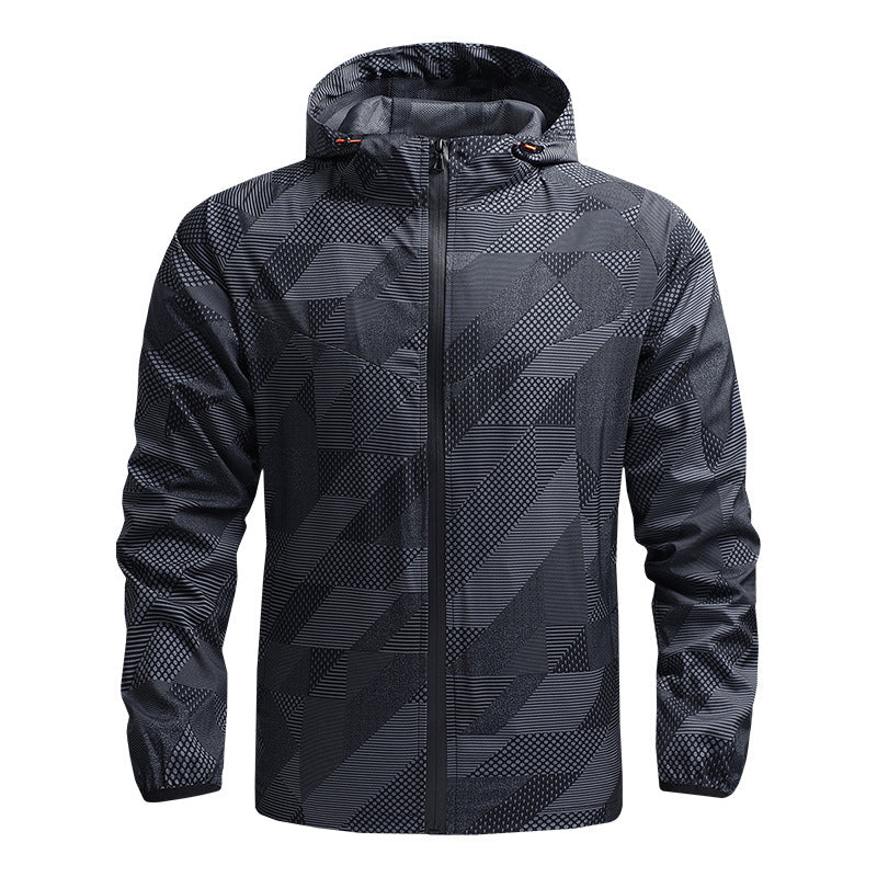 Herren ultraleichte Kapuzen-Trainingsjacke mit winddichter Oberfläche und Packfunktion Echo Archiv