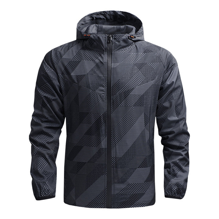 Herren ultraleichte Kapuzen-Trainingsjacke mit winddichter Oberfläche und Packfunktion Echo Archiv