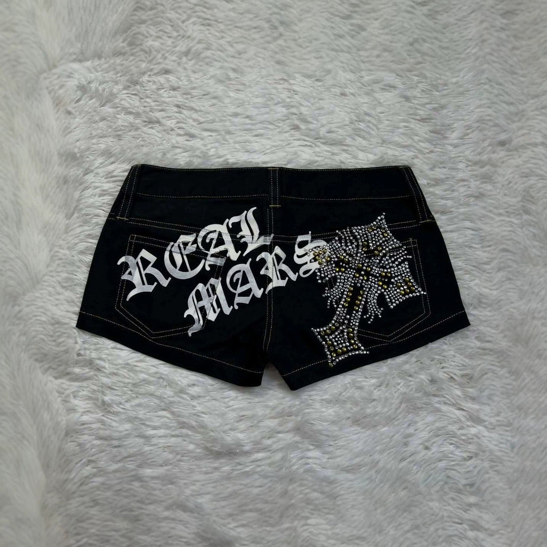Damen Trendige Jeans-Shorts mit glitzernden Applikationen Echo Archiv
