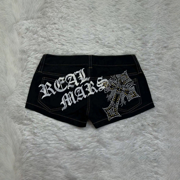 Damen Trendige Jeans-Shorts mit glitzernden Applikationen Echo Archiv