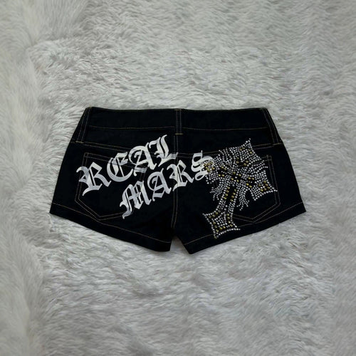 Damen Trendige Jeans-Shorts mit glitzernden Applikationen Echo Archiv
