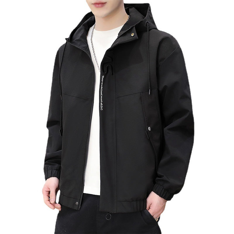 Herren leichte wind- und wasserabweisende Kapuzen-Utility-Jacke mit verdecktem Reißverschluss Echoarchiv
