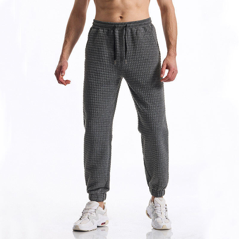 Herren bequeme Freizeithose mit strukturierter Oberfläche und elastischem Bund Echoarchiv