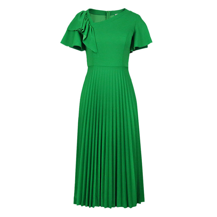 Damen elegantes Plisseekleid mit asymmetrischem Rüschen-Detail Echo Archiv