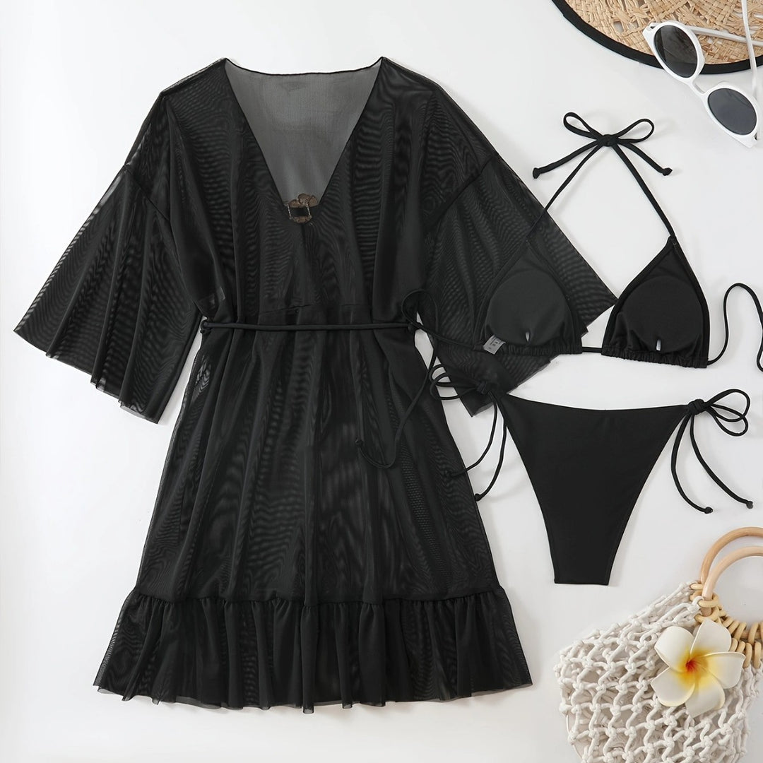 Damen Strandkaftan mit eleganter Floral-Applikation Echo Archiv