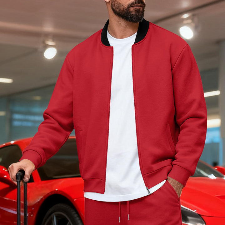Herren nan urbane Sweat-Trackjacke mit Stehkragen verdecktem Reißverschluss elastischen Rippbündchen und Eingrifftaschen Echo Archiv