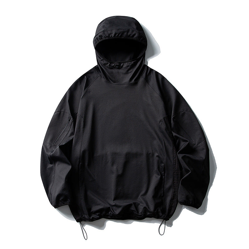 Unisex Leichter technischer Kapuzen-Anorak mit Raglanärmeln, Ärmeltaschen und Kordelzug Echoarchiv
