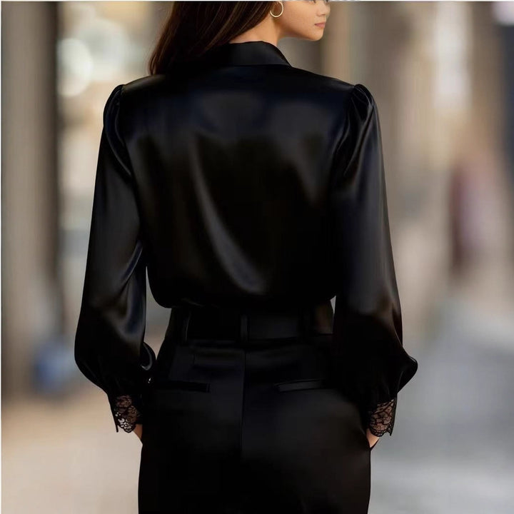 Damen elegante Bluse mit romantischen Spitzenakzenten Echo Archiv
