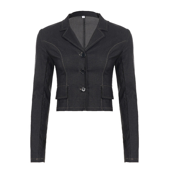 Damen Kurzblazer tailliert mit Ziernähten und Pattentaschen – Valéne