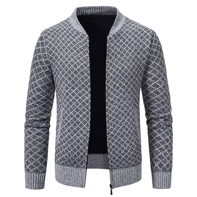 Herren Urbaner Strickjacke mit asymmetrischem Reißverschluss, hohem Kragen und modernen Details Echoarchiv