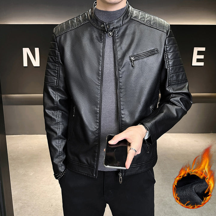 Herren Modische Kunstlederjacke mit Stehkragen Echo Archiv 1788322179