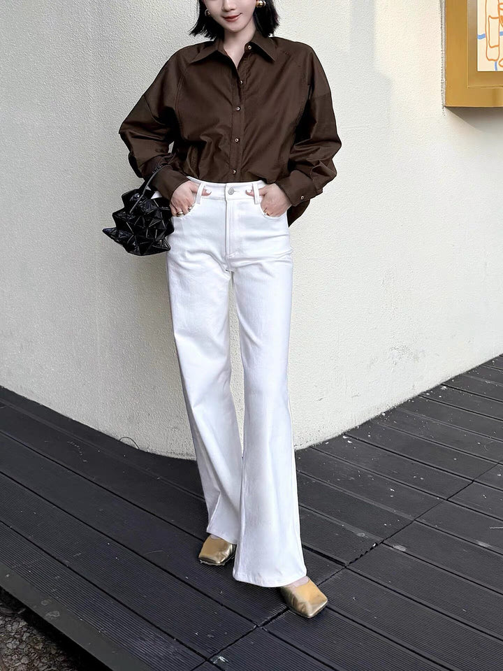 Damen Elegante Oversized Bluse aus hochwertigem Stoff Echoarchiv