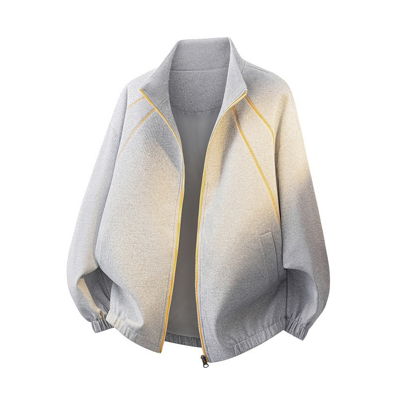 Damen Oversize Strukturiertes Bomberjacke mit Stehkragen, Raglanärmeln & elastischem Saum Echoarchiv