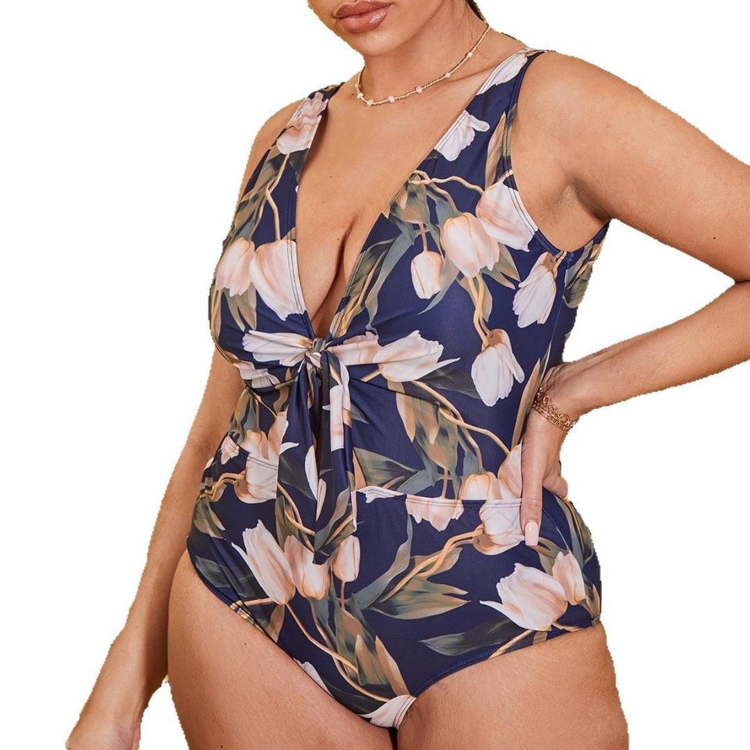 Damen Einteiler Badeanzug mit floralem Design und trendigem Wickeldetail Echo Archiv