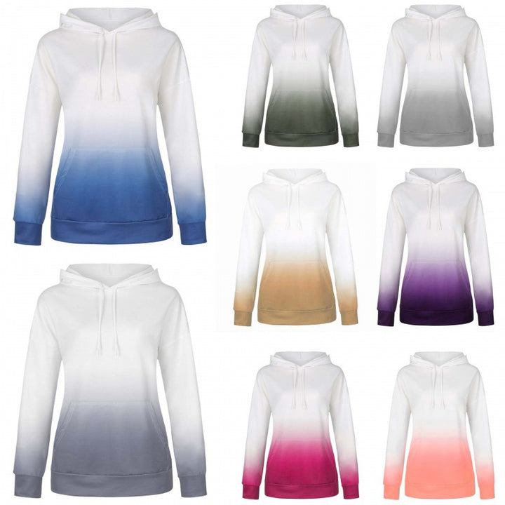 Damen Oversize Kapuzenpullover mit Dip-Dye Farbverlauf und Kängurutasche – Auréline