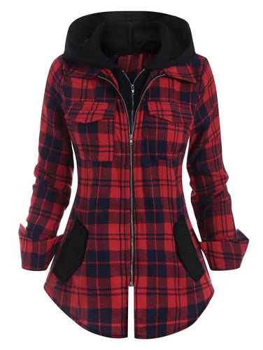Damen Flanelljacke mit Kapuze und praktischen Taschen Echoarchiv