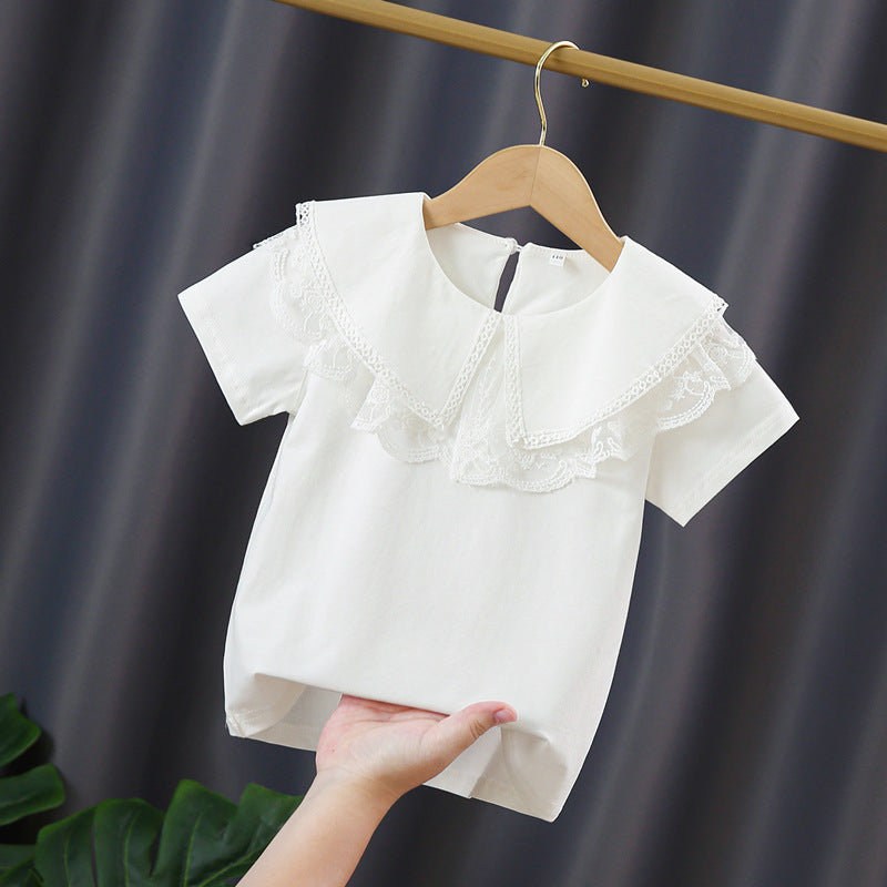 Mädchen Bluse mit elegantem Spitzenkragen und verspielten Rüschen Echo Archiv