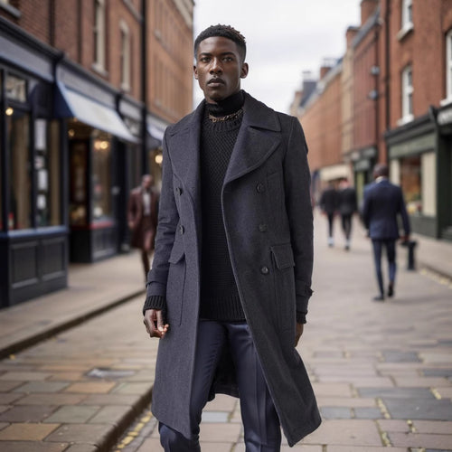Herren klassischer Dufflecoat mit doppeltem Knopfverschluss und praktischen Taschen Echoarchiv