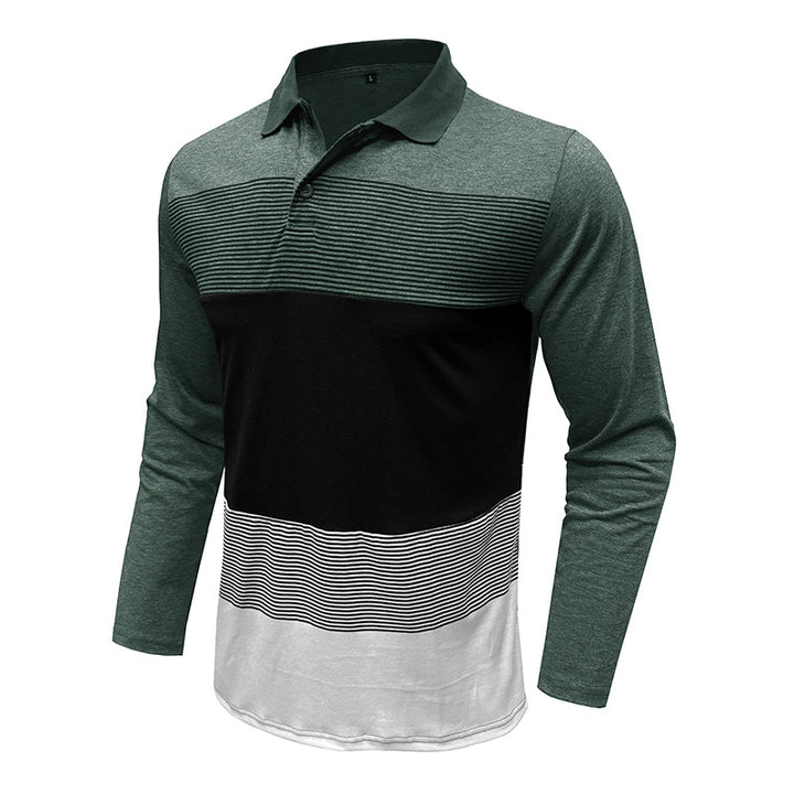 Herren Longsleeve Polo mit modischem Streifenmuster Echoarchiv