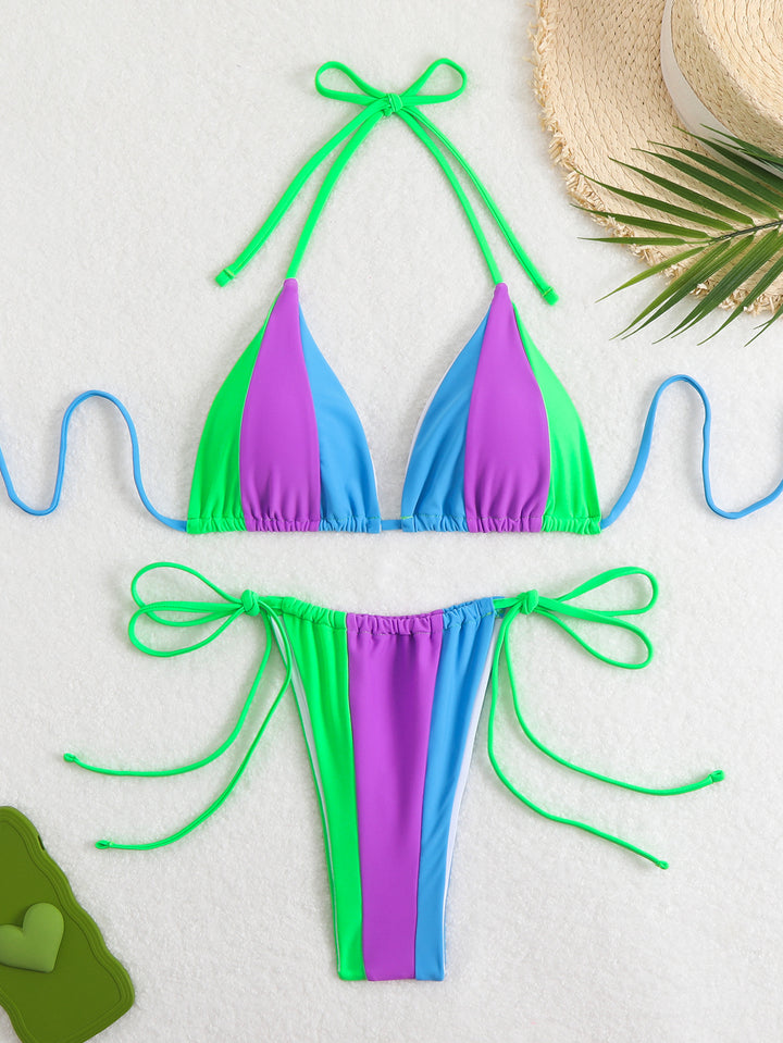 Damen Bikini-Set mit trendy Farbblock-Design und verstellbaren Bändchen Echo Archiv